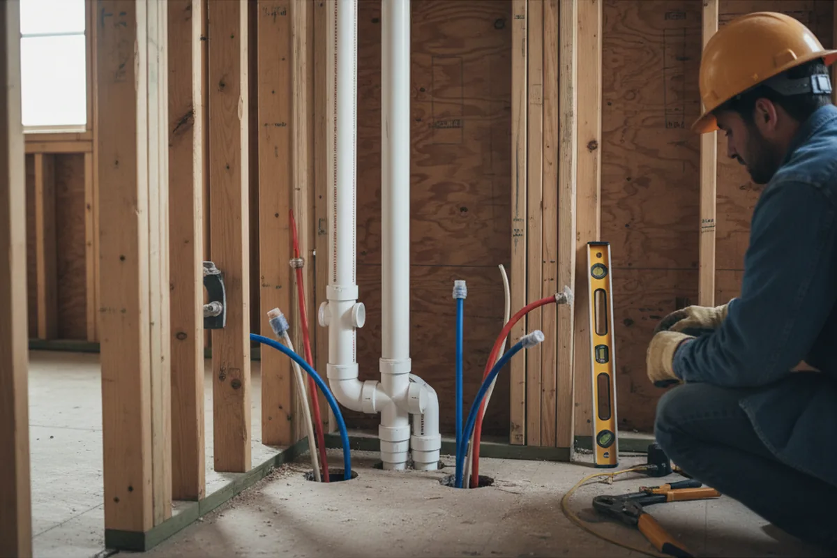 Drain and supply rough-in during Leak Detection in Gray