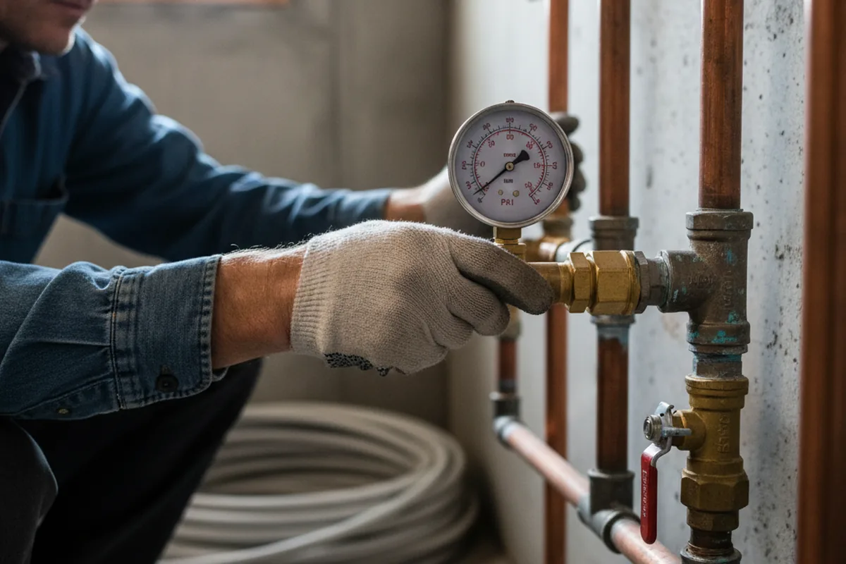 Pressure testing a repaired line during Water Line Repair in Gray